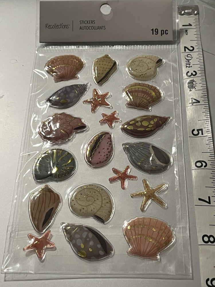 Seashell Puffy Ocean Sticker Recollections Scrapbook Memory Book Craft New