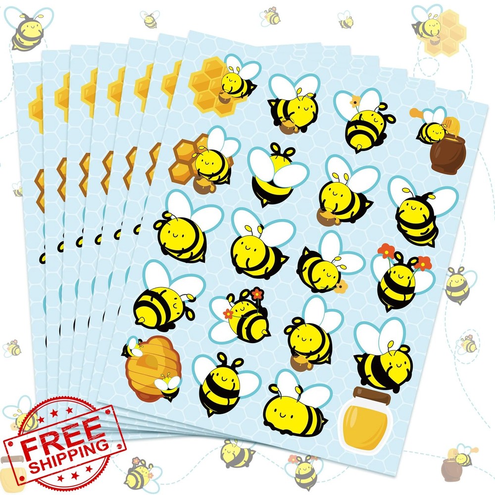 500 Pcs Waterproof Bee Stickers for Kids, 25 Sheets Cartoon Honey Bee Crafts