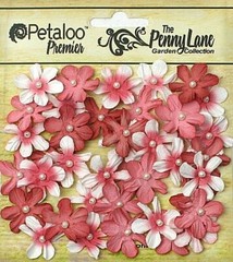Mini Daisy Petite ANTIQUE RED 40 Paper 20-22mm Pearl Centre PennyLane Petaloo XC
