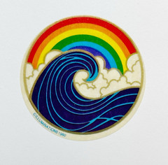 Vintage 1980 Rainbow Wave Sticker by Illuminations Retro 1.75″ Round 80’s