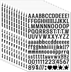 15 Sheet Small Letter Stickers – 1/2 Inch Black Vinyl Self Adhesive Alphabet