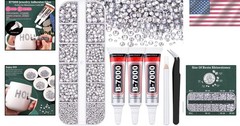 12-Sized Clear Flatback Resin Rhinestones With B7000 Glue for Crafts & Makeup