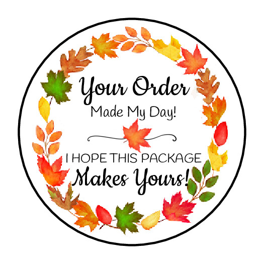 30 1.5″ FALL LEAVES WREATH THANK YOU ORDER ENVELOPE SEALS LABELS STICKERS