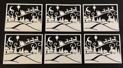 Christmas Die Cuts * Santa Village Scene * Set of 6 * Black or White Cardsotck