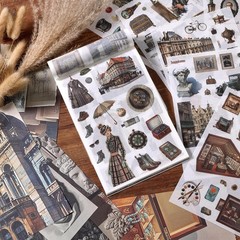 Scrapbooking Stickers 400 Pre-Cut Washi Stickers & 20 Scrapbook Papers Museum…