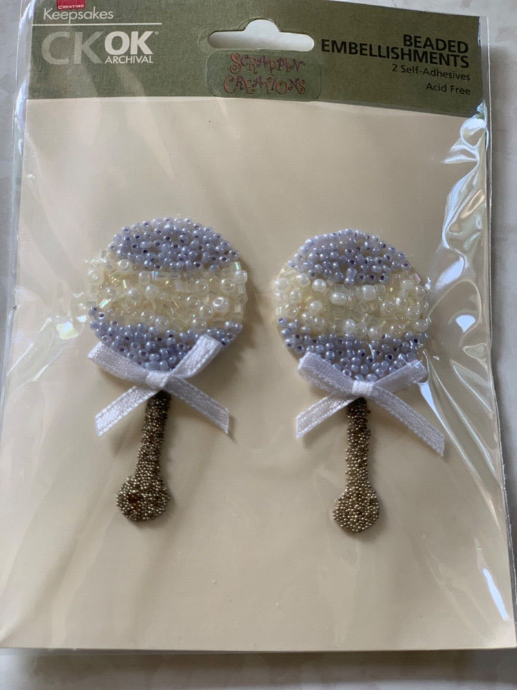 CK-OK KEEPSAKES 3D STICKERS BEADED RATTLE BABY RATTLE BEADED EMBELLISHMENTS