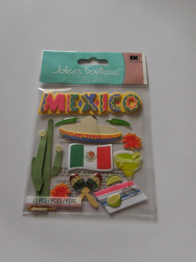 Scrapbooking Crafts Jolee’s Stickers Mexico Margarita Cactus Sombrero Flag