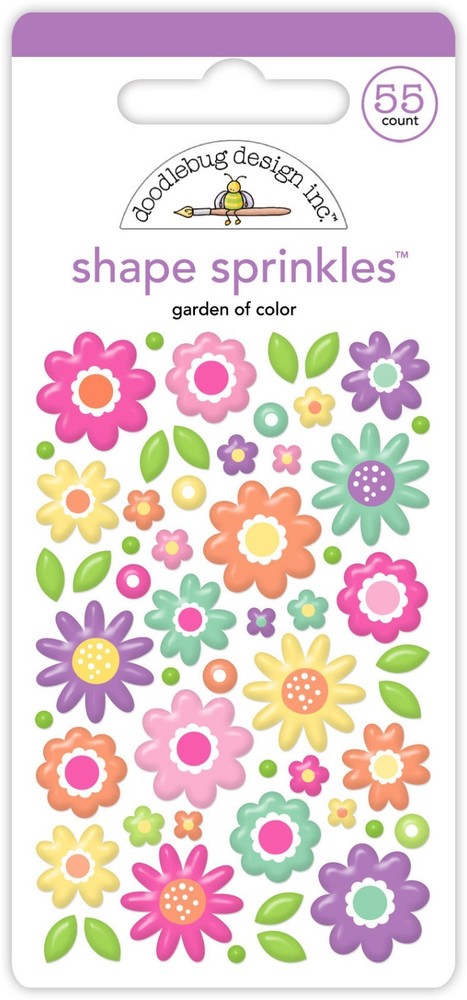 Crafts Doodlebug Sprinkles Puffy Stickers Garden of Color Bright Flowers