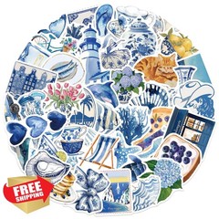ZOLAREIN Blue Coastal Stickers, 50 PCS