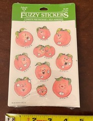 Vintage 1980’s Anthropomorphic PEACHES Flocked FUZZY Fruit STICKERS Hallmark NOS