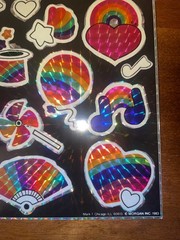 Vintage Prism Sticker Sheet Mark 1 Brand Rainbow Hearts Star 1980s Large