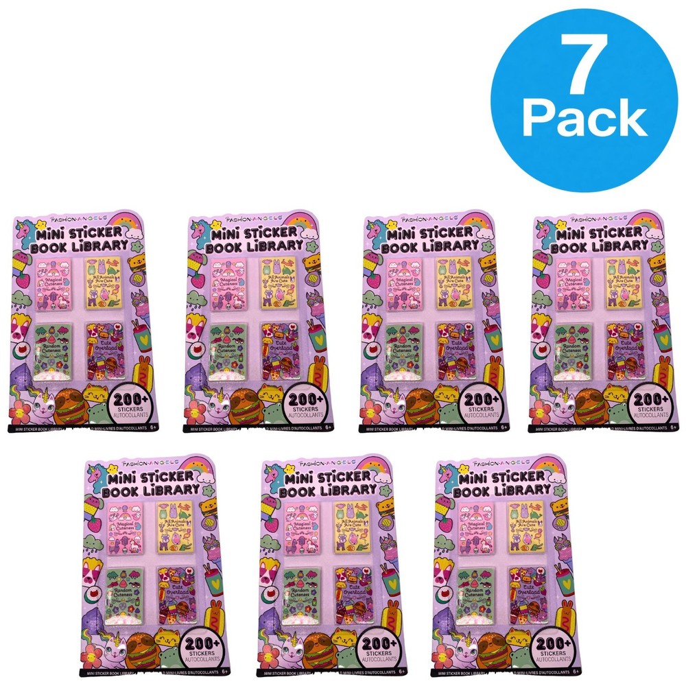 Fashion Angels Mini Sticker Book Library – 1400+ Stickers Total – 7 Pack Set