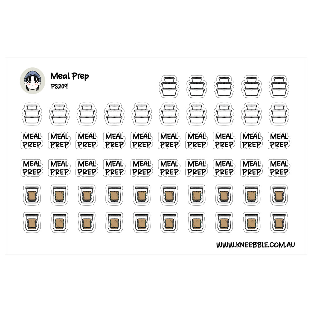 Meal Prep Day Stickers – Functional Planner for Kitchen Icons – Containers and L
