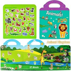 3 Sets Reusable Sticker Books for Kids Farm Zoo Animal Vehicle Age 3-6