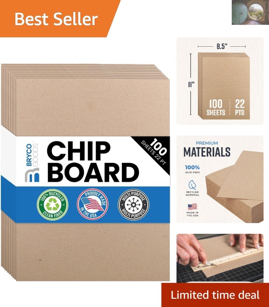 100 Sheets of 8.5″ x 11″ Chipboard – Perfect for DIY Projects and Shipping