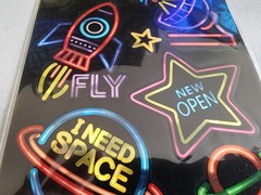 Park Lane Neon Space Foil Stickers 12″ Astronaut Rocket Planet Scrapbook 2018