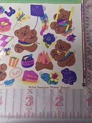 Vintage 1980s 80s Sandylion Maxi Design Stickers Come To A Picnic Bears 1983