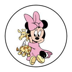30 BABY MINNIE MOUSE STICKERS ENVELOPE SEALS LABELS 1.5″ ROUND SHOWER CUSTOM