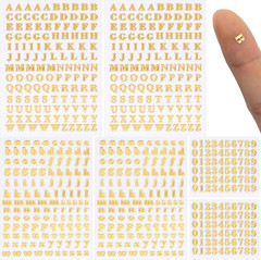640Pcs Small Metal Letter Number Stickers, 3D Self-Adhesive Mini Letter