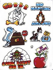 Vintage BJs BJ’s Sticker Sheet Spider Bulldog? Bat Mouse Worm Cat Fish