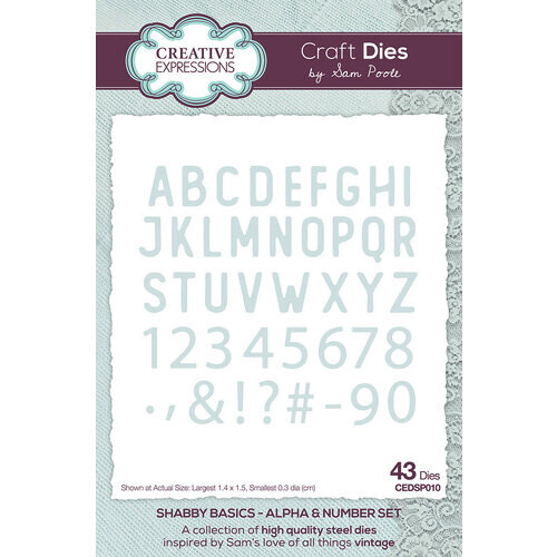 CREATIVE EXPRESSIONS – METAL CUTTING DIE – SHABBY BASICS – ALPHA N NUMBER SET