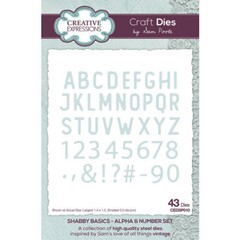 CREATIVE EXPRESSIONS – METAL CUTTING DIE – SHABBY BASICS – ALPHA N NUMBER SET