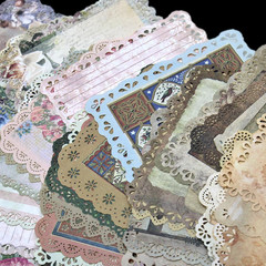 75 Sheets of Scrapbook Paper, Lace Edged Vintage Journaling Scrapbooking&Mesh T