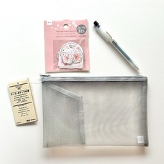 MUJI Sakura Jute Bag Nylon Mesh Case Gift Set A6 Mini Notebook Stationery Japan