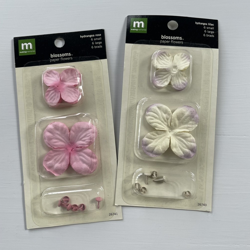 Making Memories BLOSSOMS PAPER FLOWERS Hydrangea Lilac & Rose Colors
