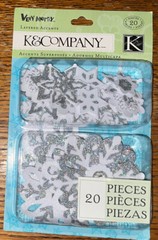 K&Company Very Merry Snowflakes Layered Accents Glitter Silver & White Scrapbook