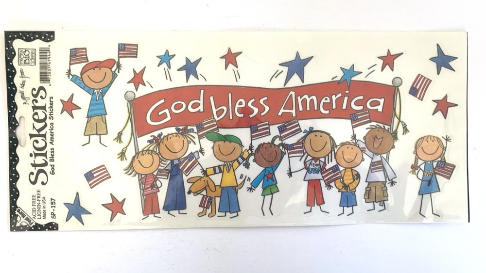 Me and My Big Ideas GOD BLESS AMERICA 12″ x 5.5″ Sticker Sheet MAMBI