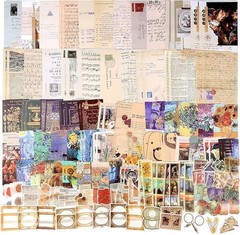 200pcs Vintage Junk Journal Supplies,Scrapbook Supplies Scrapbooking Paper and S