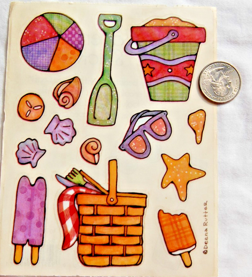 Provo Craft stickers PICNIC Summer sand shovel beach ball popsicle watercolor