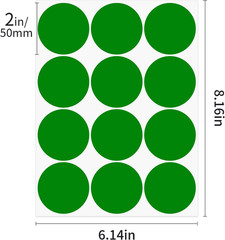 2 Inch Green Stickers Large Colored Dot Stickers Big Removable Waterproof round