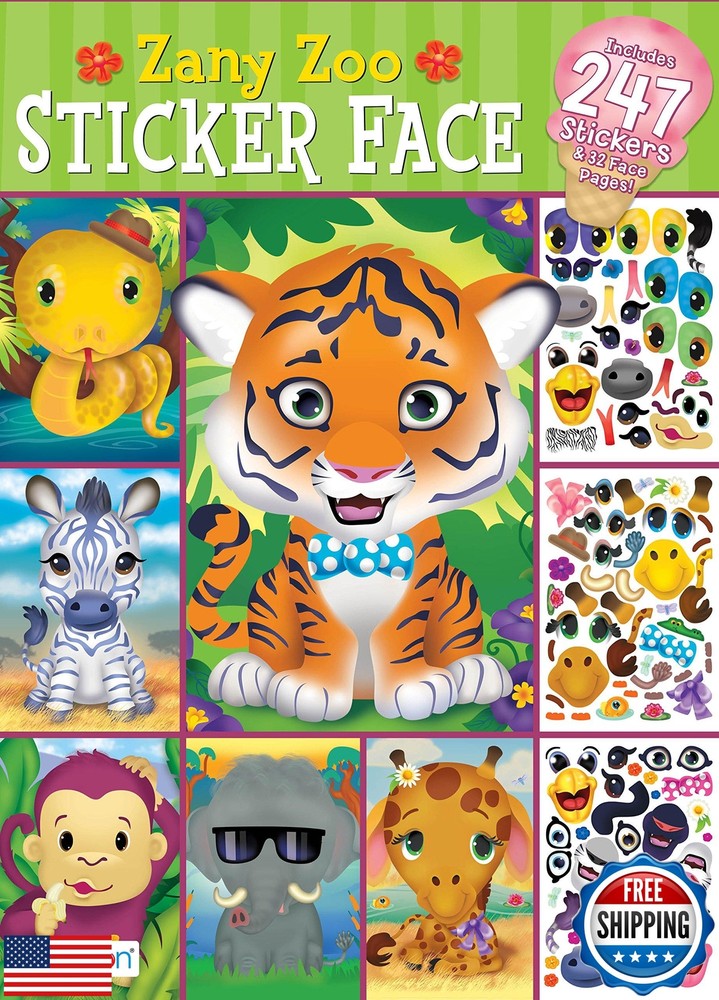 Bendon Zany Zoo Create-A-Face Sticker Pad 42424