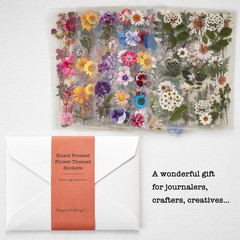 Pressed Flower Themed Stickers (Assorted 486 Pieces, 36 Sheets) Dried Floral Res