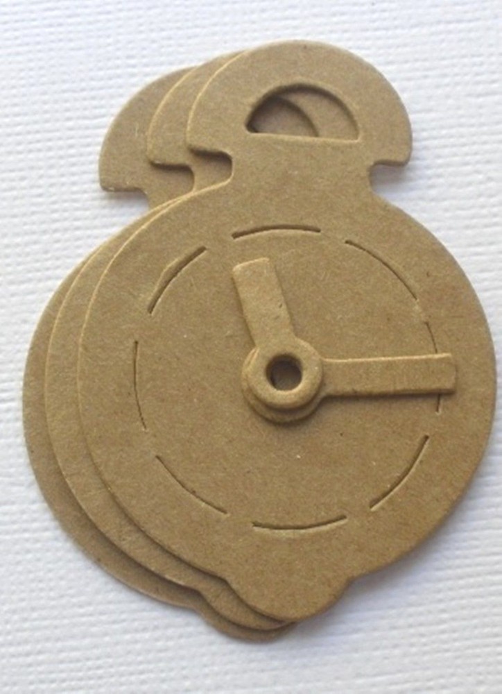 {4} POCKET WATCH – Clock Bare Unfinished Chipboard Die Cuts – 1 3/4″ x 2.5″