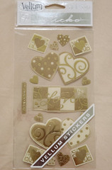 NEW Lot 4 Pkgs HEARTS Stickers Vellum Paper Red Pink Primitive Embossed Vtg -C