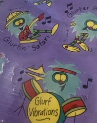 Vintage 80s Stickers Hallmark Rock N Roll Glurfs Fluffy 1984 Pkg 2 Sheets