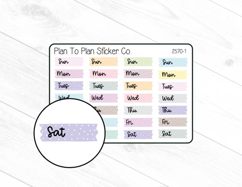 2570-1~~Days of the Week Washi Planner Stickers.