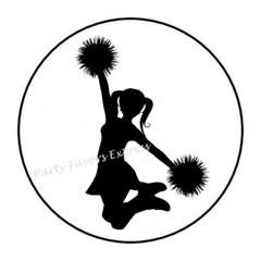 CHEERLEADER ENVELOPE SEALS LABELS STICKERS FAVORS -available in different colors