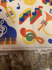 Vintage 1988 Current Inc NOS 3 Sheets MUSICAL GALA stickers – notes, instruments