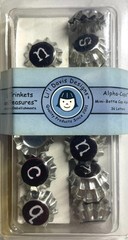 LI’L DAVIS DESIGNS MINI BOTTLE CAPS ALPHABET LETTERS BLACK 36 pcs ABC ALPHAS