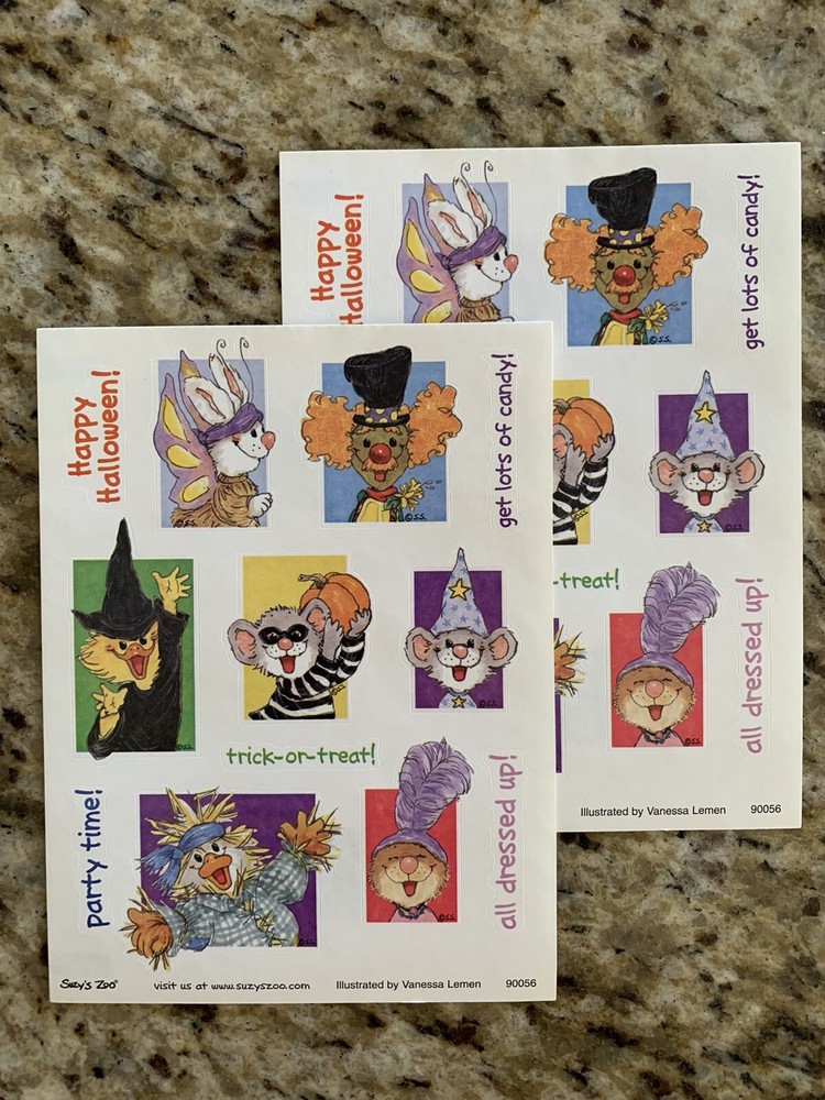 Suzy’s Zoo Stickers: 2 Sheets Happy Halloween Multiple Characters