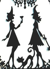 FANCY! WITCH/ WITCHES HALLOWEEN COSTUME PARTY FRAME SILHOUETTE DIE CUT/ CUTS