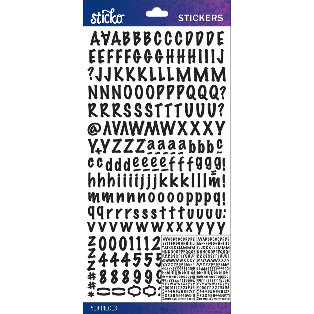 Sticko Alphabet Stickers Black Marker Small