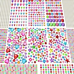 JAMIEWIN 3269pcs Gems Stickers Jewels for Craft 12 Sheets, Self Multicolor