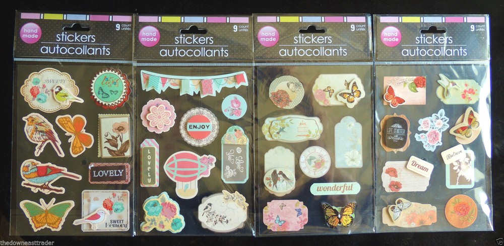 36pc 3-Dimension 3-D Stickers Nature Bird Butterfly Celebrate Enjoy Life & Love