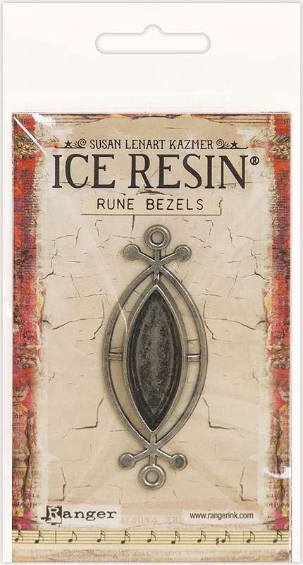 Ice Resin Rune Bezel Small Ellipse Antique Silver
