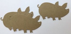 (4) *FARM PIG* Barnyard Animal – Bare Chipboard Die Cuts 2 7/8″ x 4 5/8″
